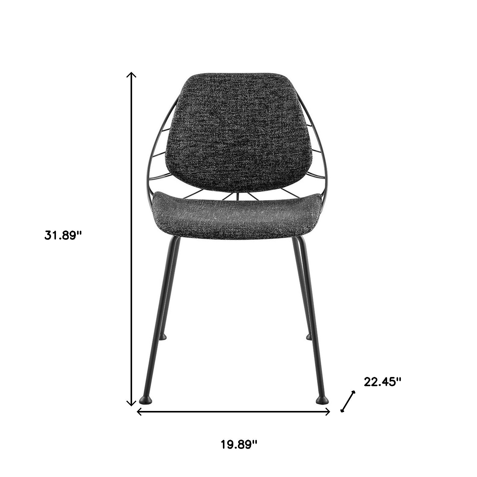 Set of Two Black Upholstered Fabric Dining Side Chairs-Dining Chairs-DECOROLALA