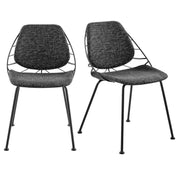 Set of Two Black Upholstered Fabric Dining Side Chairs-Dining Chairs-DECOROLALA