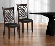 Set of Two Black Upholstered Faux Leather Cross Back Dining Side Chairs-Dining Chairs-DECOROLALA