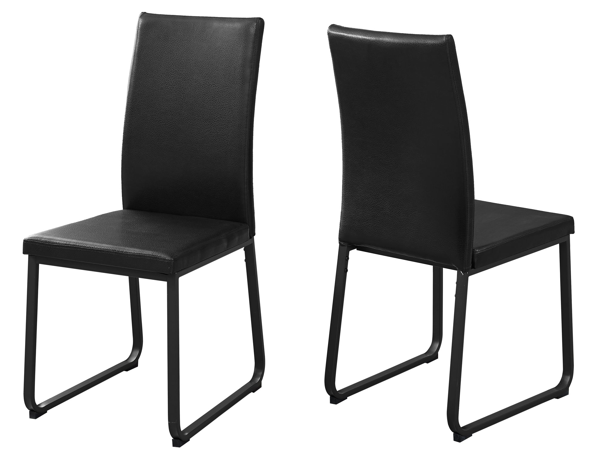 Set of Two Black Upholstered Faux Leather Dining Side Chairs-Dining Chairs-DECOROLALA