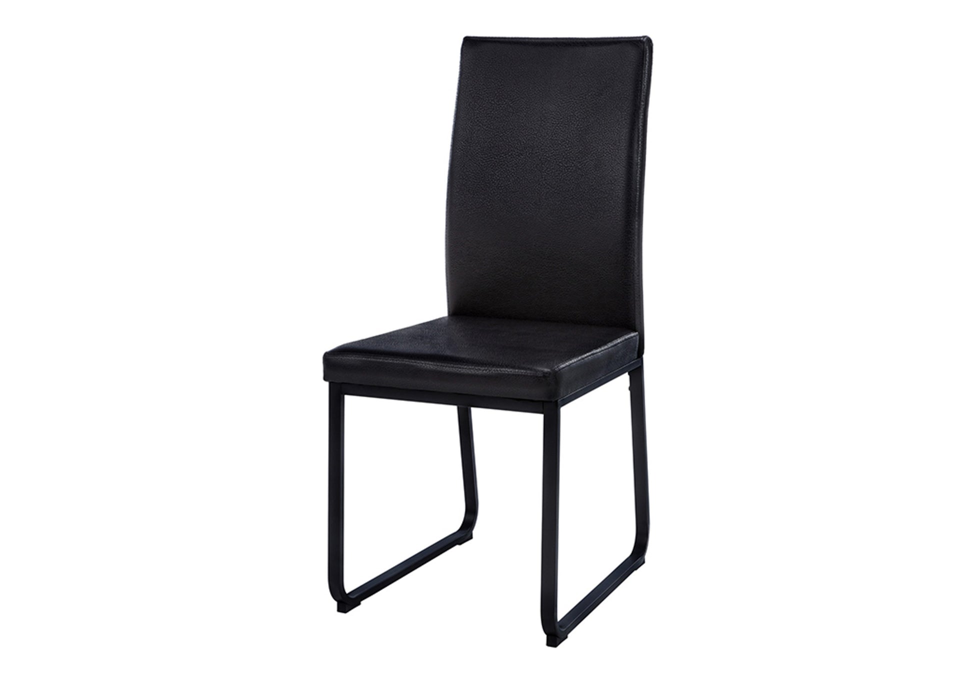 Set of Two Black Upholstered Faux Leather Dining Side Chairs-Dining Chairs-DECOROLALA