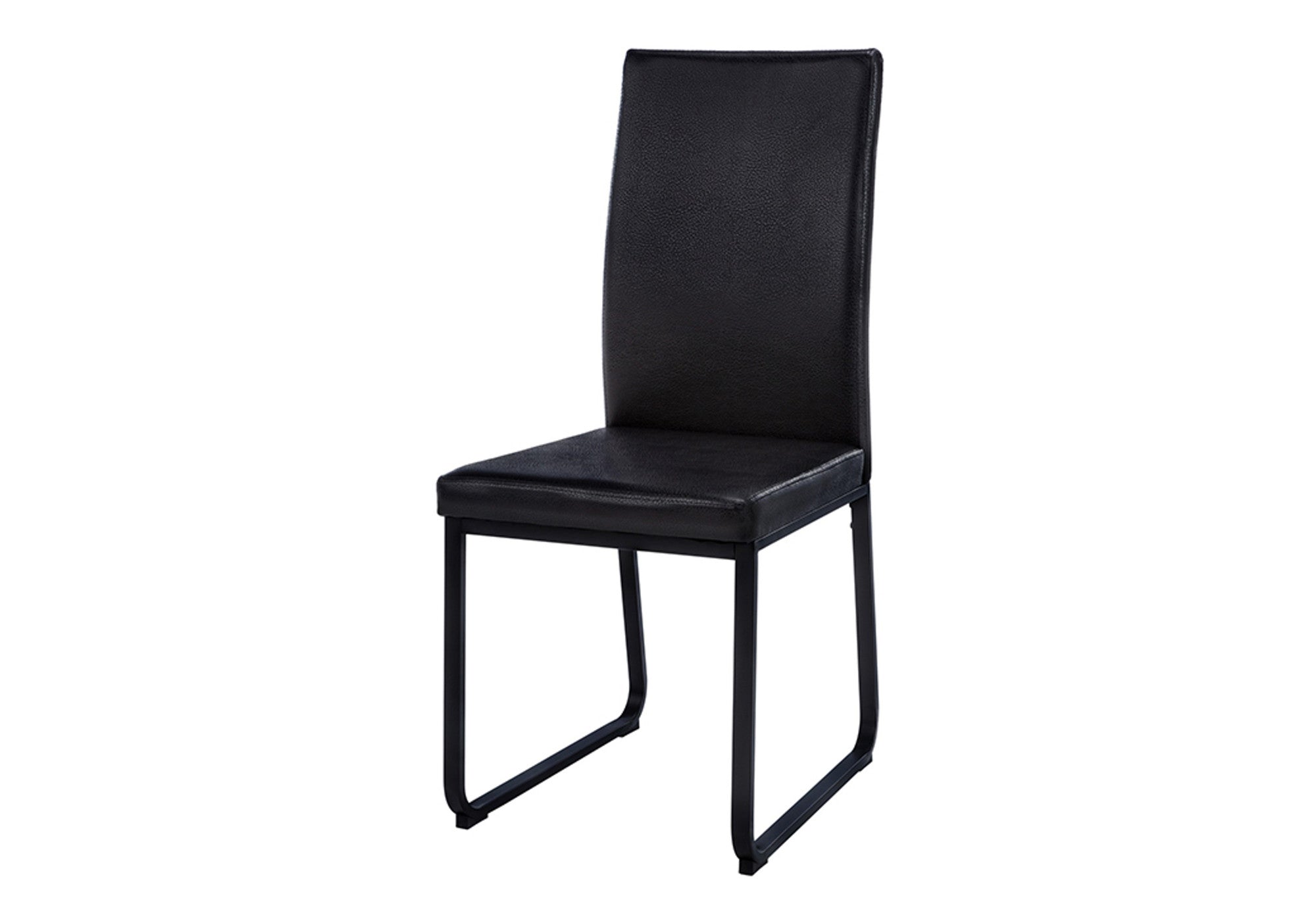 Set of Two Black Upholstered Faux Leather Dining Side Chairs-Dining Chairs-DECOROLALA