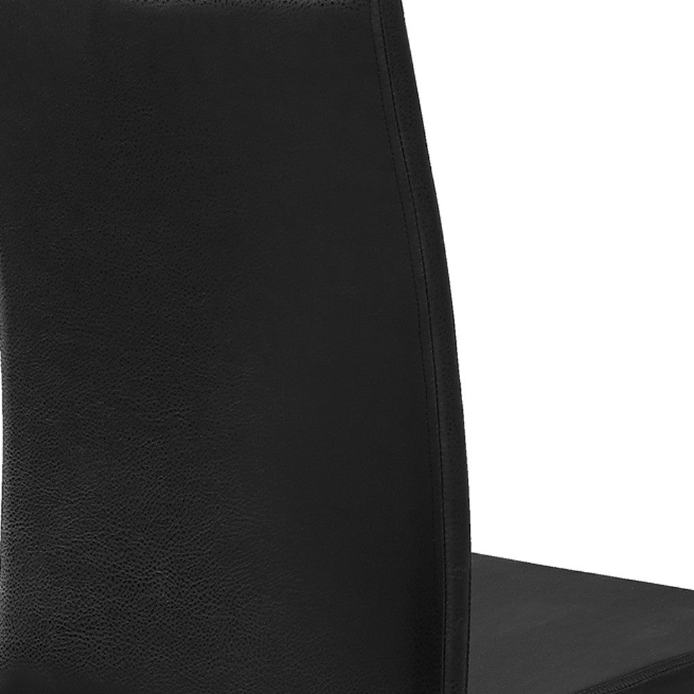 Set of Two Black Upholstered Faux Leather Dining Side Chairs-Dining Chairs-DECOROLALA