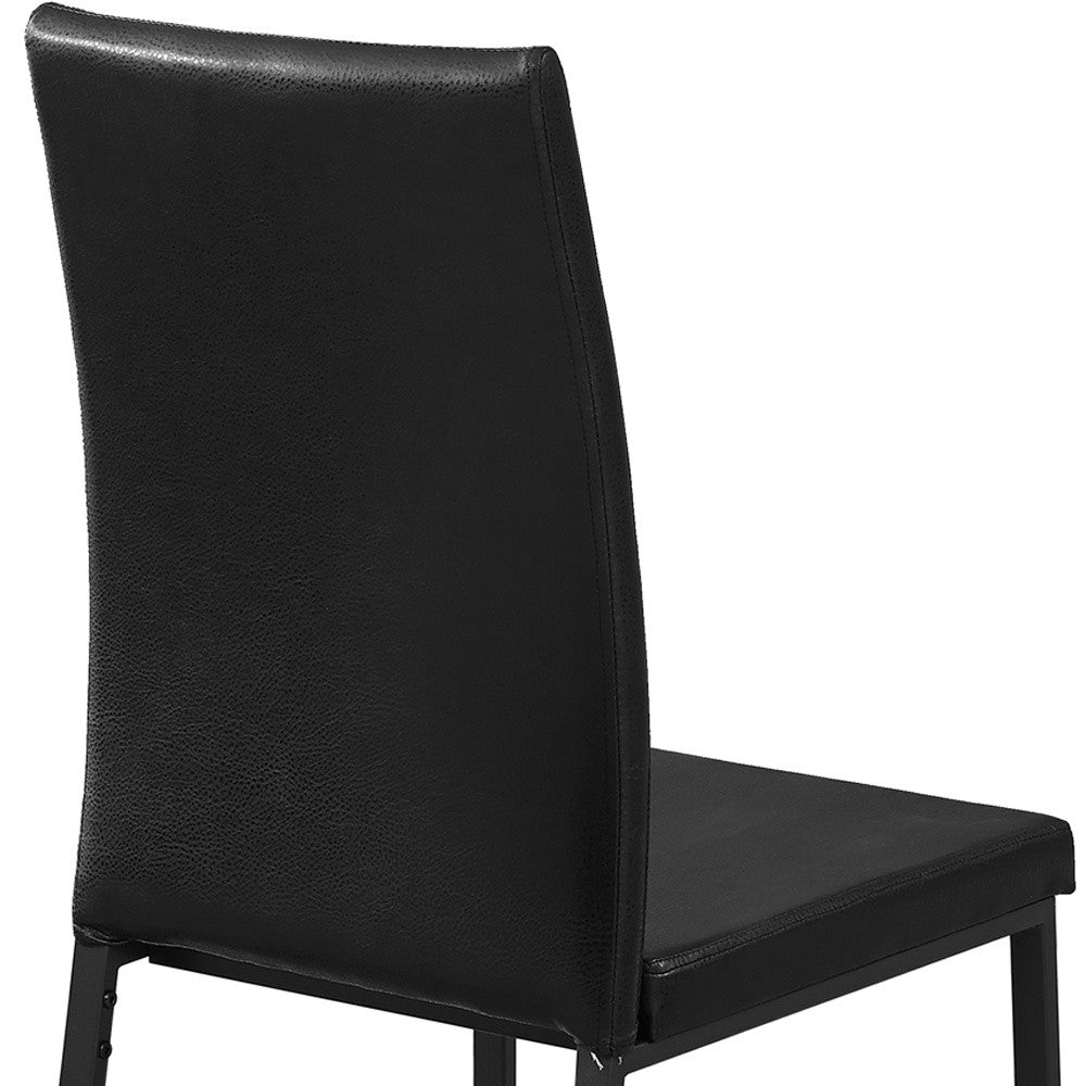 Set of Two Black Upholstered Faux Leather Dining Side Chairs-Dining Chairs-DECOROLALA