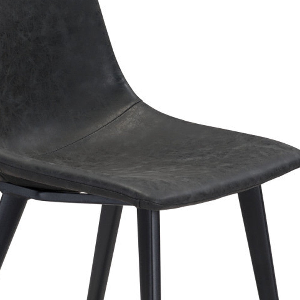 Set of Two Black Upholstered Faux Leather Dining Side chairs-Dining Chairs-DECOROLALA