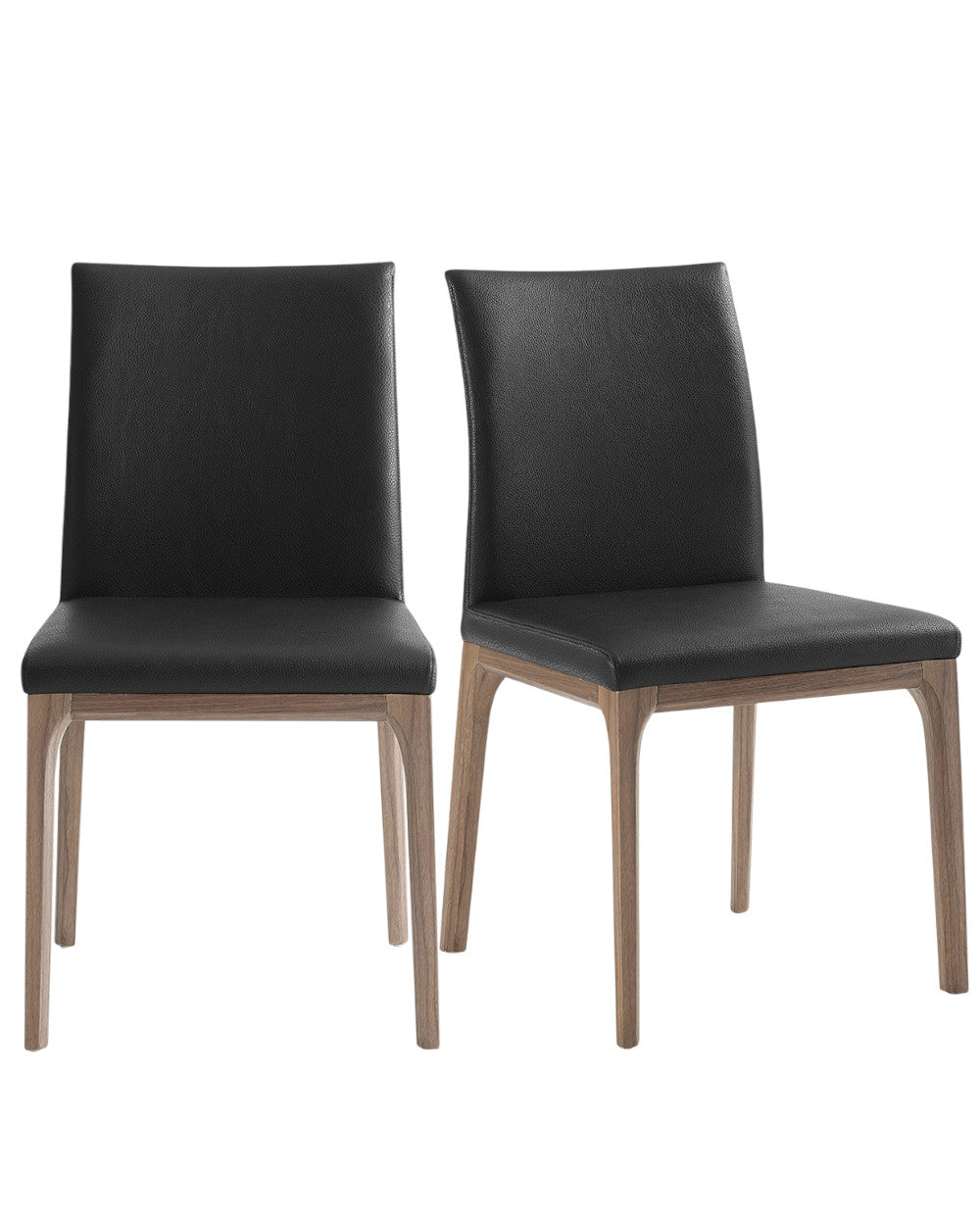 Set of Two Black and Brown Upholstered Faux Leather Dining Side Chairs-Dining Chairs-DECOROLALA