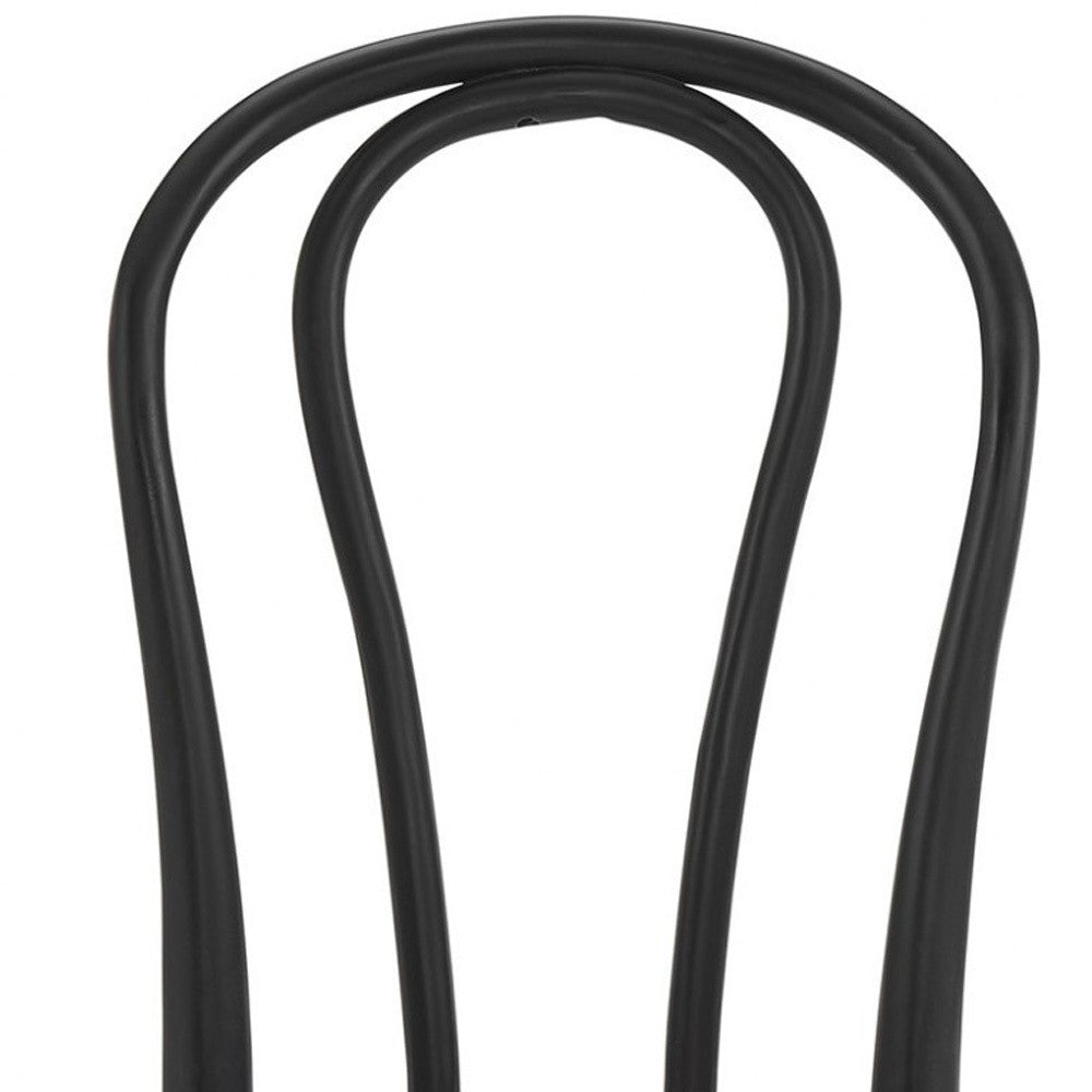 Set of Two Black and Natural Solid Wood And Rattan Curved Back Dining Side Chairs-Dining Chairs-DECOROLALA