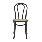 Set of Two Black and Natural Solid Wood And Rattan Curved Back Dining Side Chairs-Dining Chairs-DECOROLALA