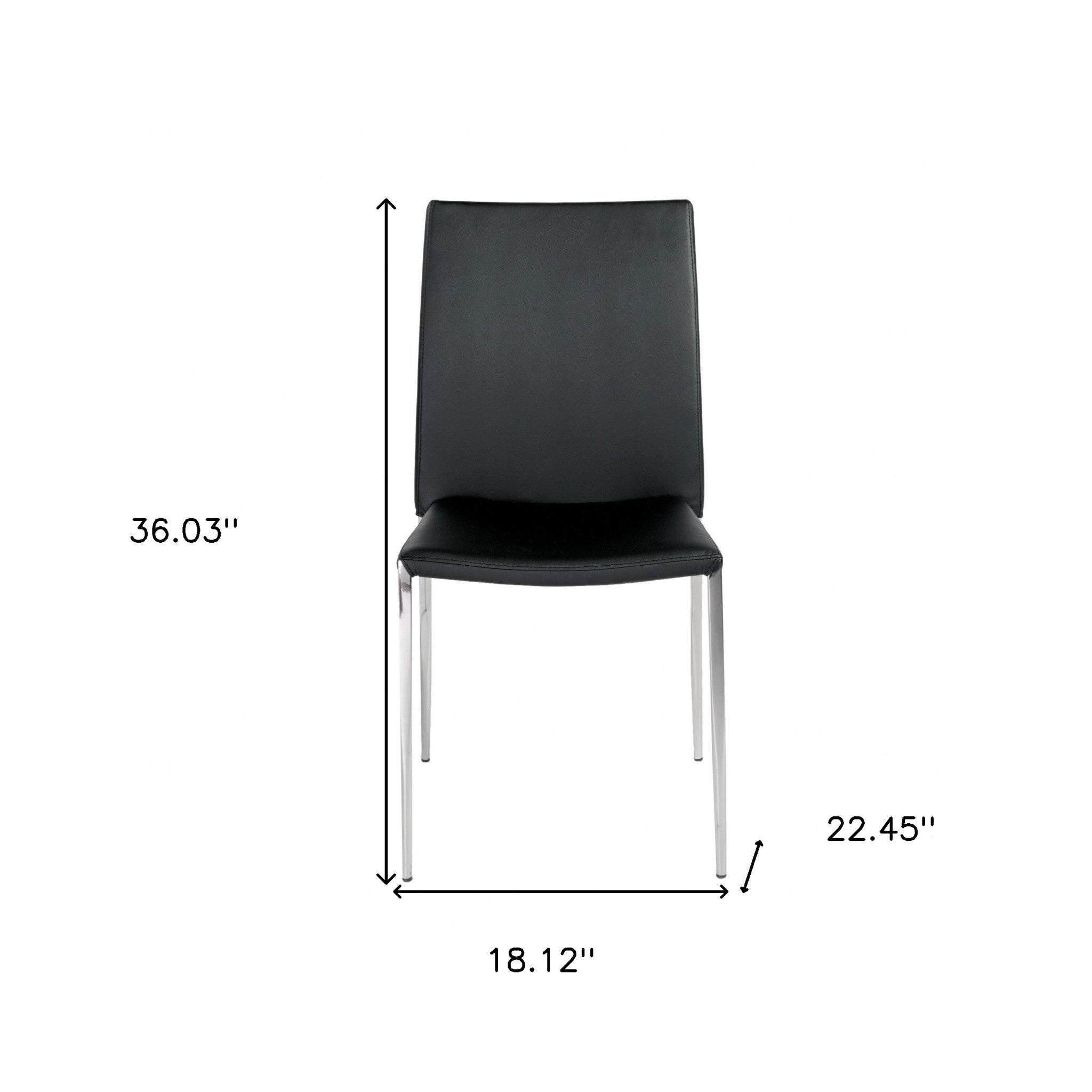 Set of Two Black and Silver Upholstered Faux Leather Dining Side Chairs-Dining Chairs-DECOROLALA