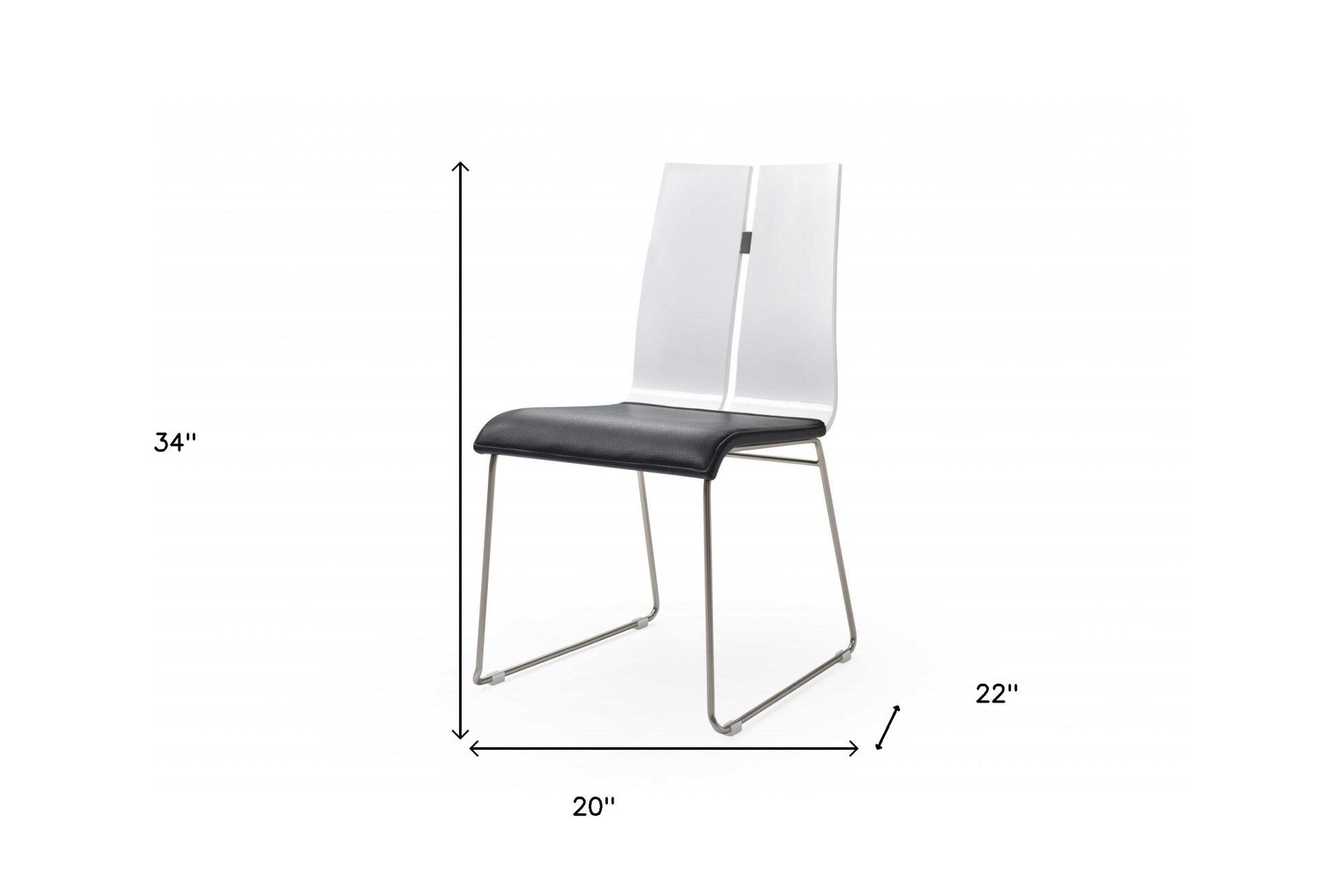 Set of Two Black and Silver Upholstered Faux Leather Dining Side Chairs-Dining Chairs-DECOROLALA