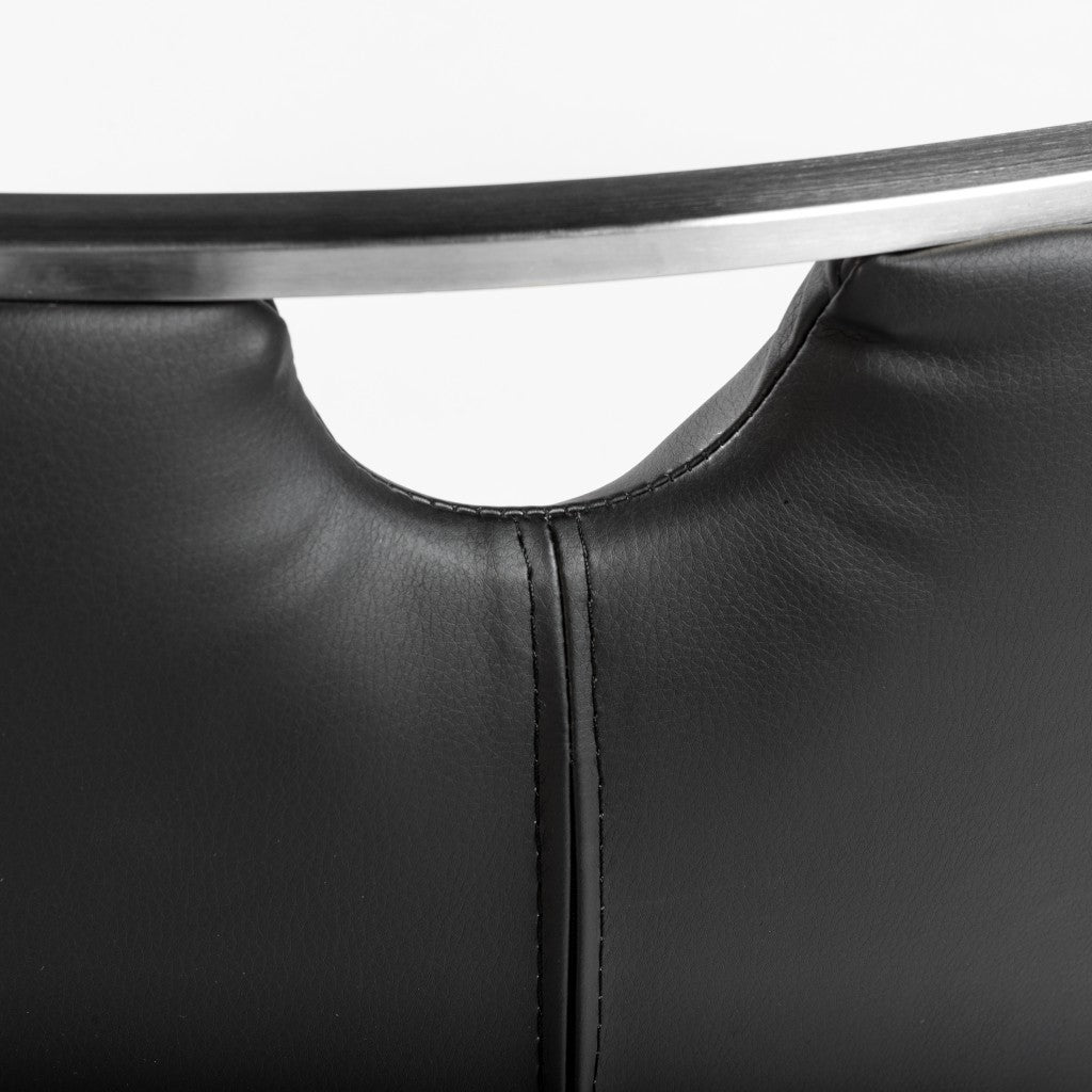 Set of Two Black and Silver Upholstered Leather Dining Side Chairs-Dining Chairs-DECOROLALA