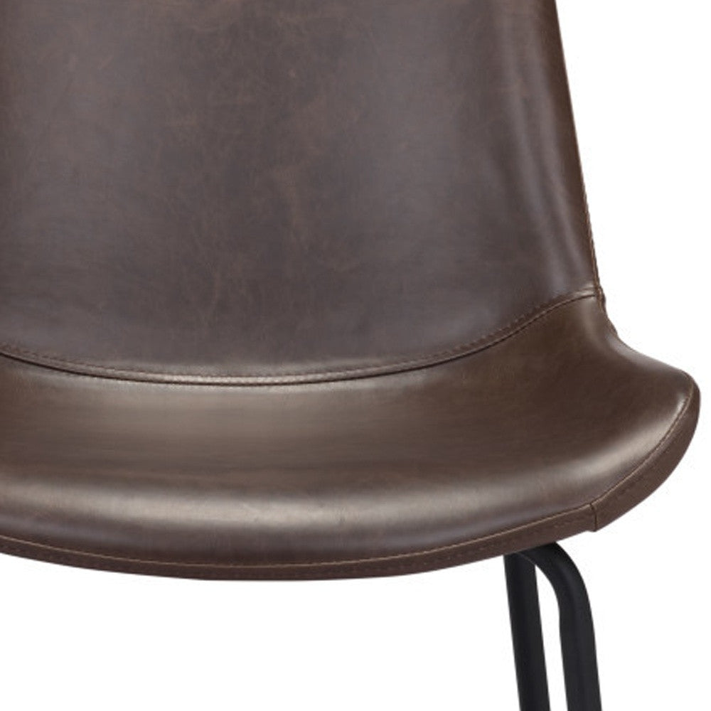 Set of Two Brown And Black Upholstered Faux Leather Dining Side Chairs-Dining Chairs-DECOROLALA