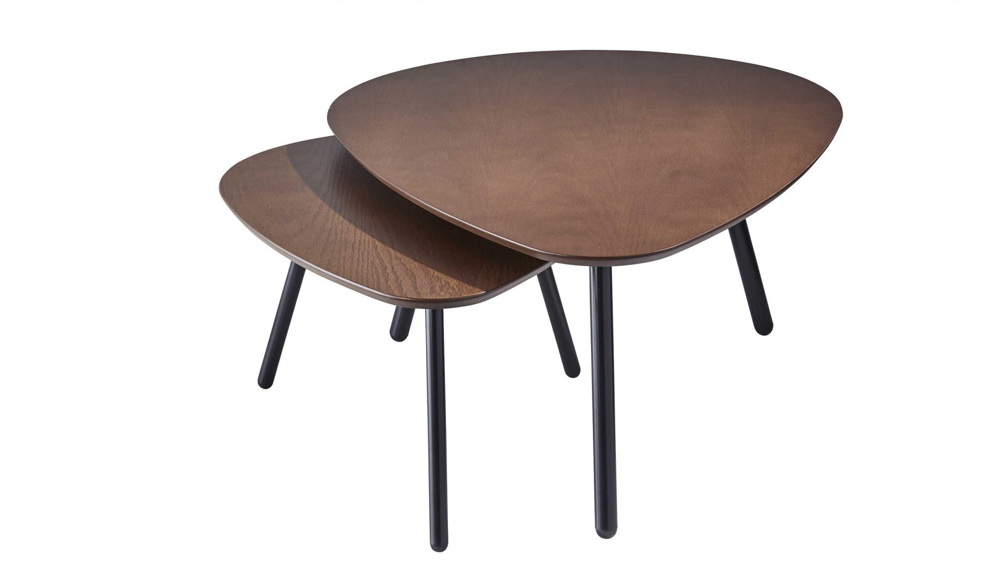 Set of Two Brown And Black Wood And Metal Oval Nested Tables-End-Side Tables-DECOROLALA