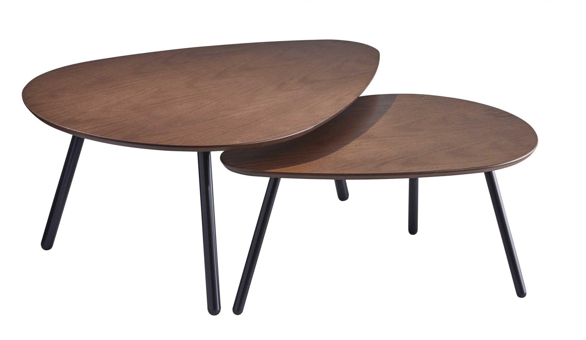 Set of Two Brown And Black Wood And Metal Oval Nested Tables-End-Side Tables-DECOROLALA