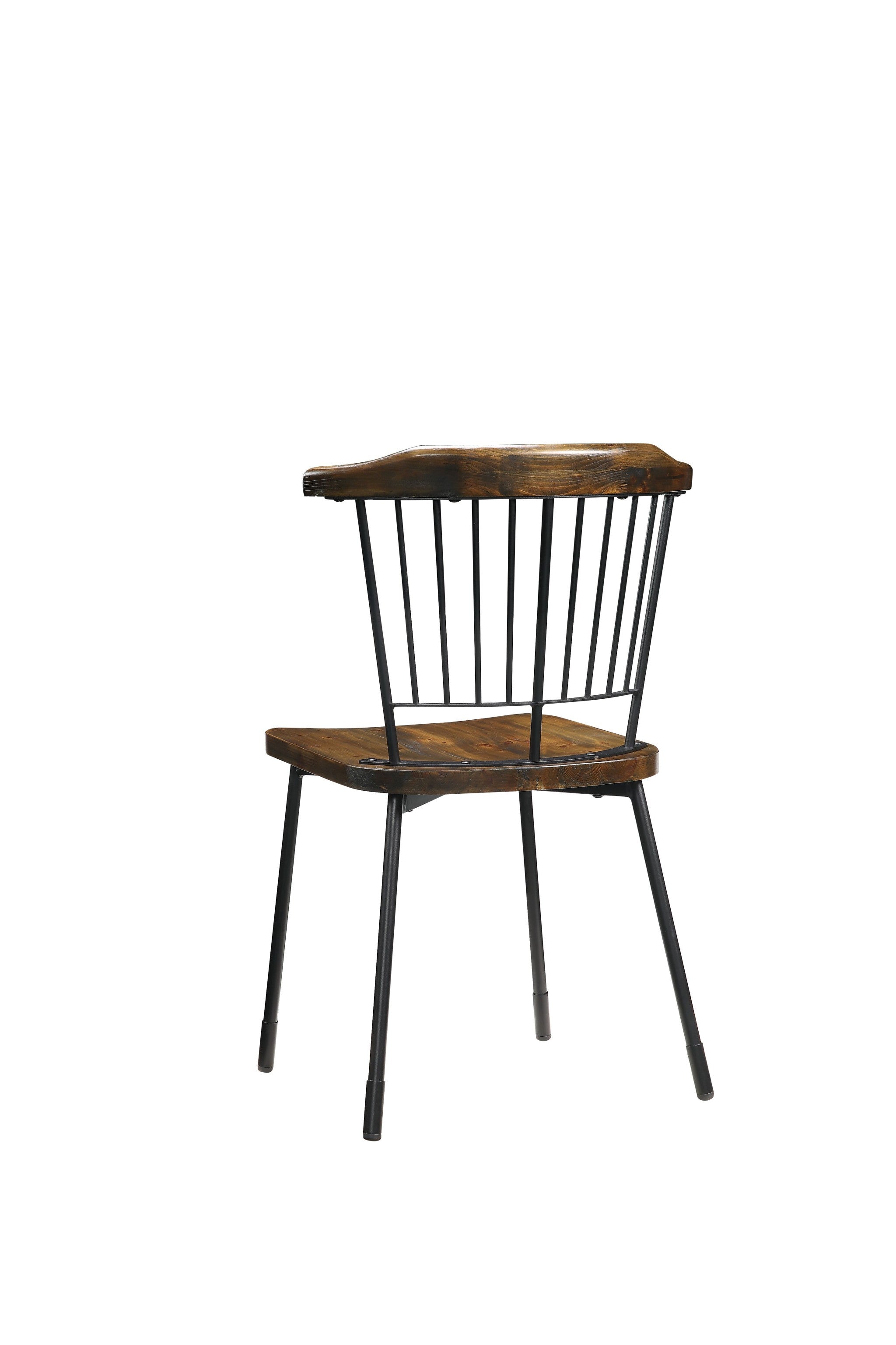 Set of Two Brown And Black Wood Windsor Back Dining Side Chairs-Dining Chairs-DECOROLALA