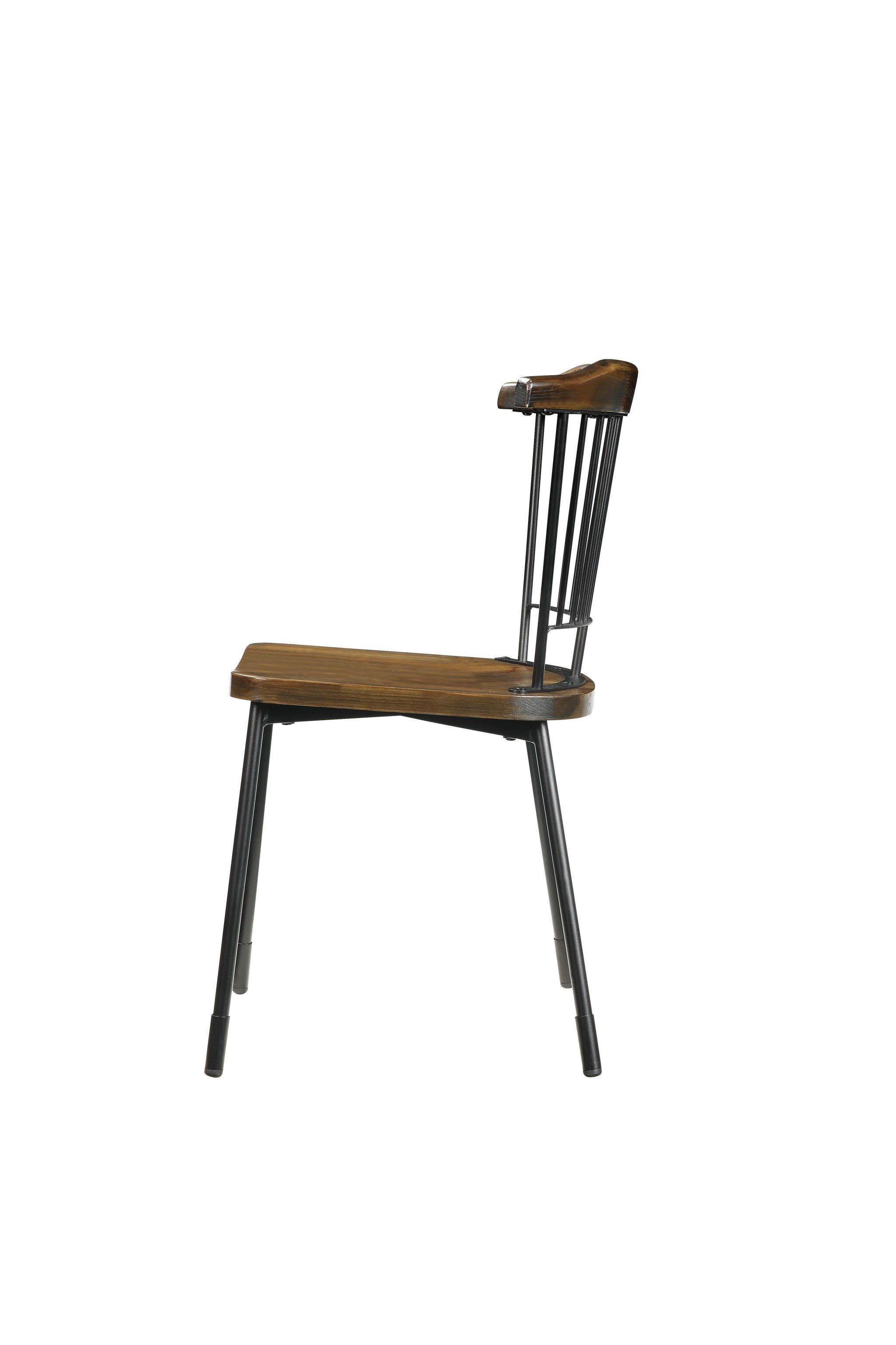 Set of Two Brown And Black Wood Windsor Back Dining Side Chairs-Dining Chairs-DECOROLALA