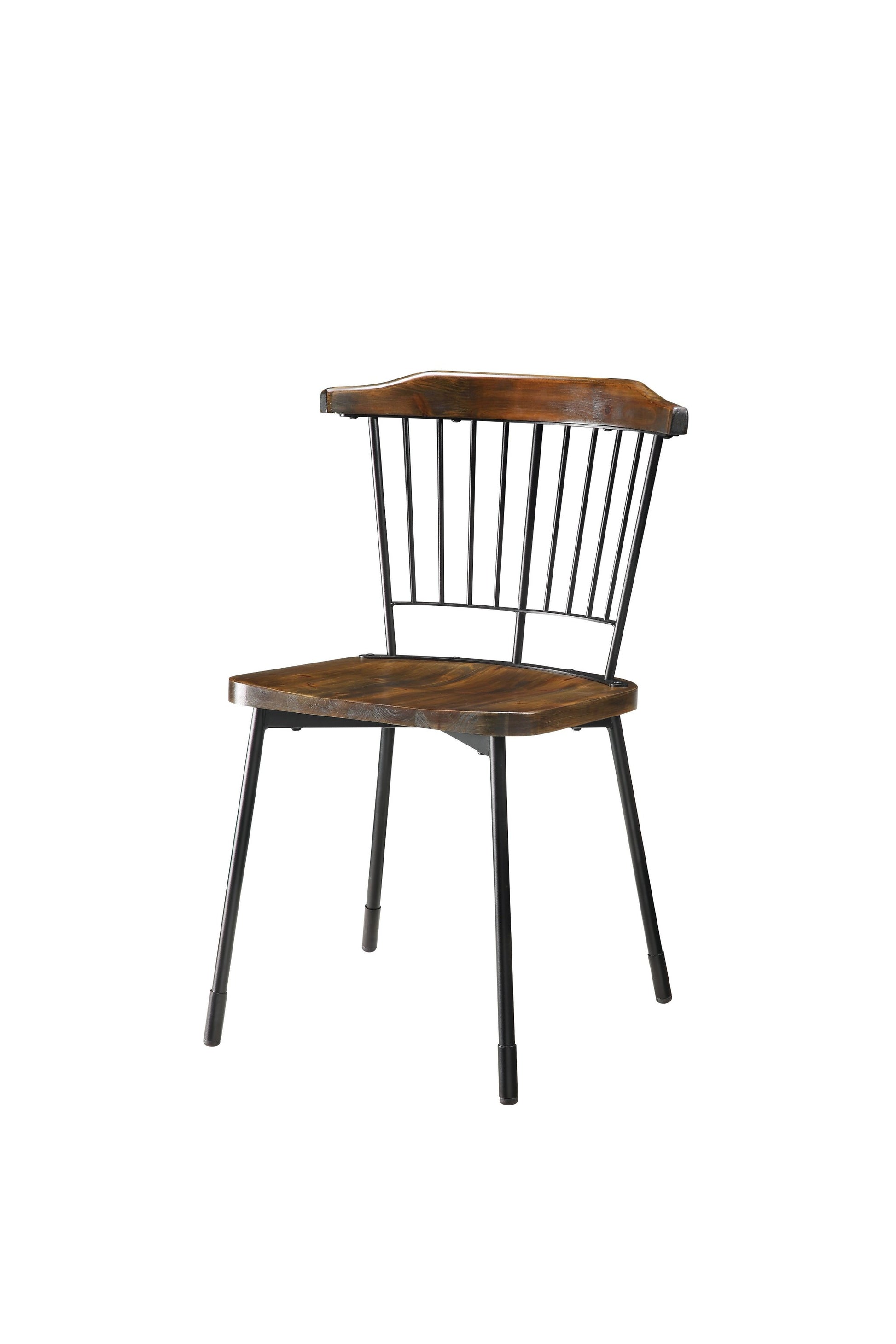Set of Two Brown And Black Wood Windsor Back Dining Side Chairs-Dining Chairs-DECOROLALA