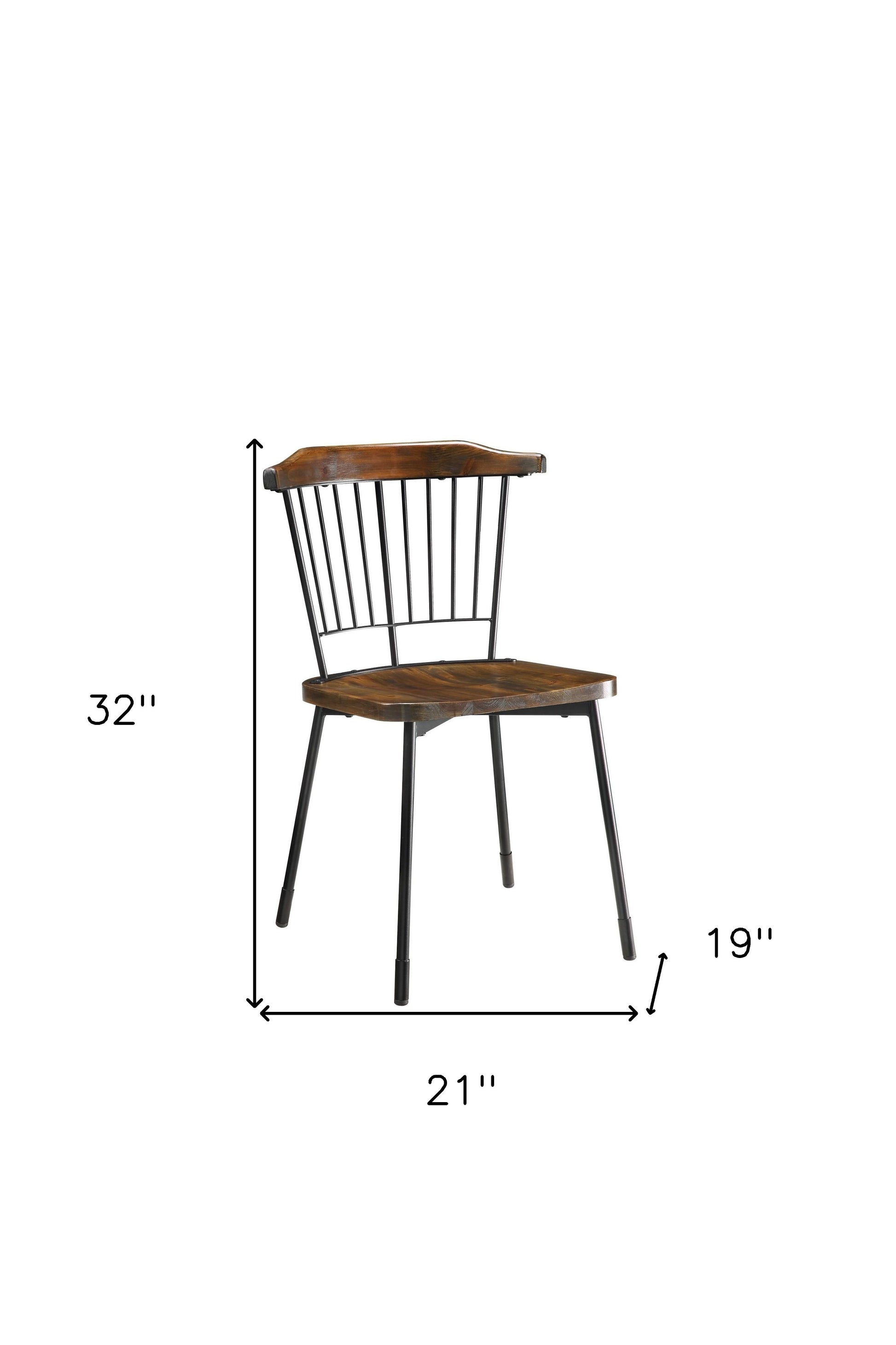 Set of Two Brown And Black Wood Windsor Back Dining Side Chairs-Dining Chairs-DECOROLALA