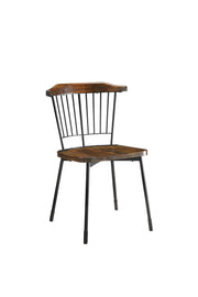 Set of Two Brown And Black Wood Windsor Back Dining Side Chairs-Dining Chairs-DECOROLALA