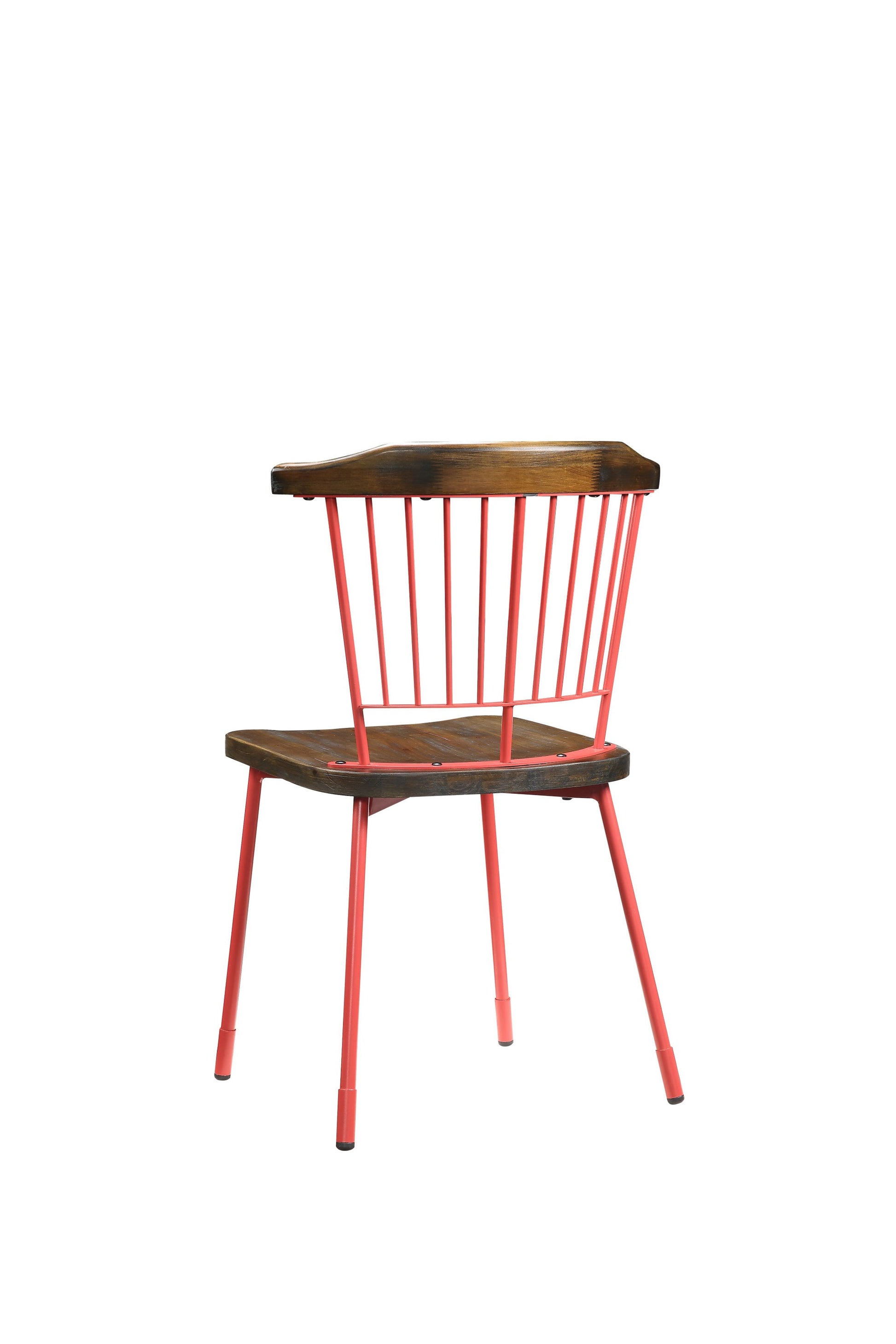 Set of Two Brown And Red Wood Windsor Back Dining Side Chairs-Dining Chairs-DECOROLALA