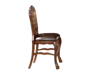 Set of Two Brown Faux Leather and Solid Wood Counter Height Bar Chairs-Bar Chairs-DECOROLALA