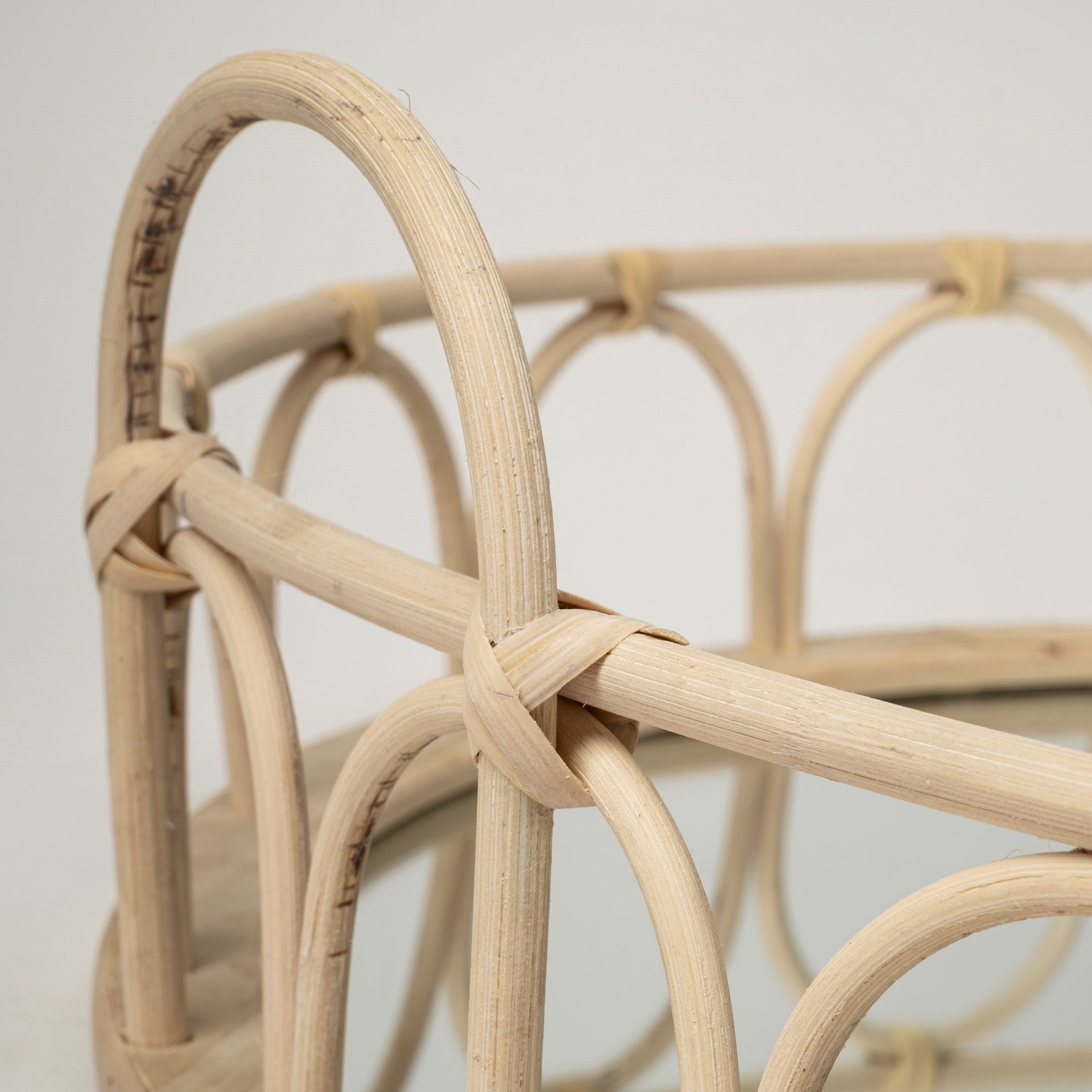 Set of Two Brown Round Wood Indoor Outdoor Vanity Tray With Handles-Trays-DECOROLALA