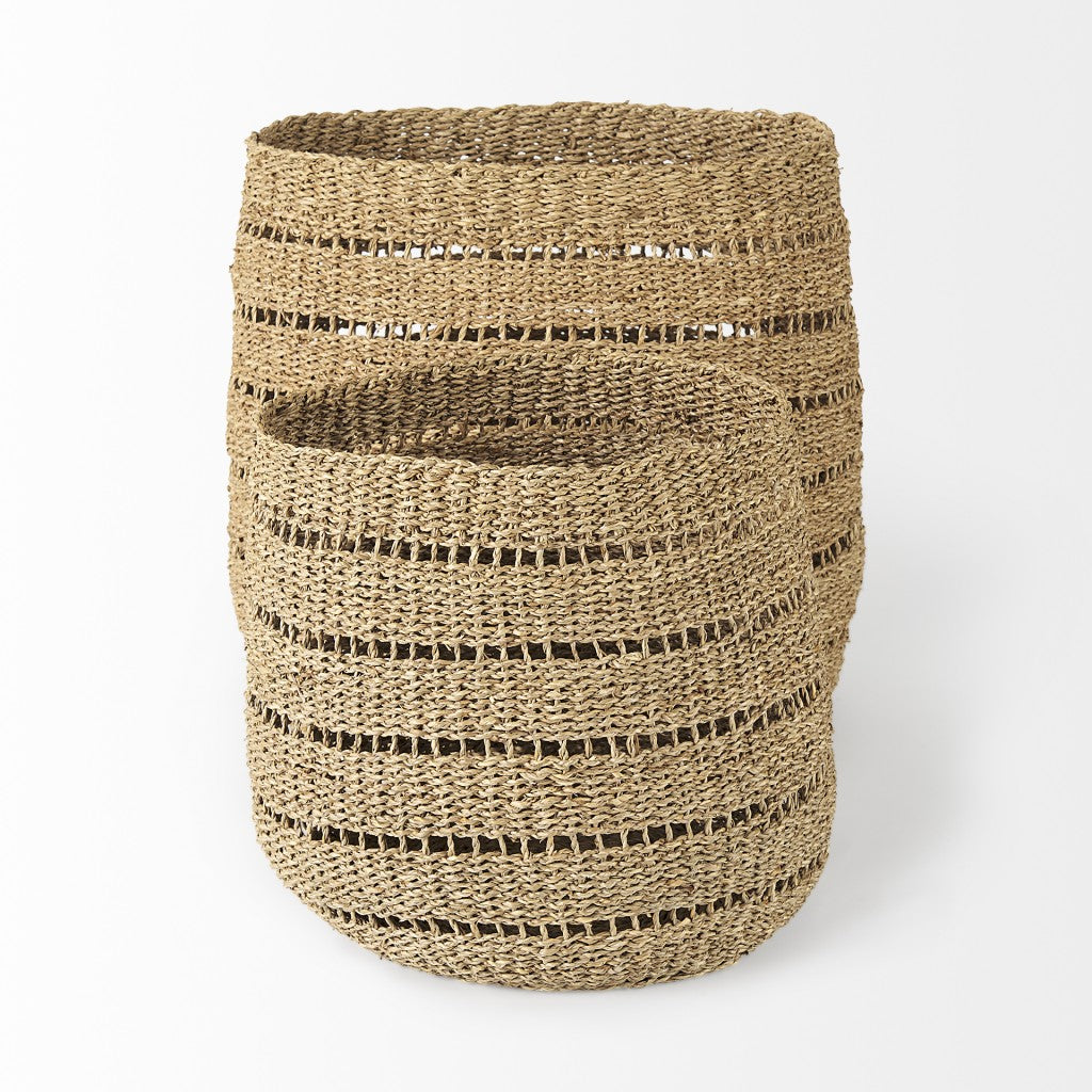 Set of Two Brown Wicker Basket-Organizers-DECOROLALA