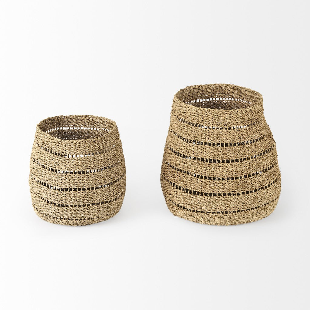 Set of Two Brown Wicker Basket-Organizers-DECOROLALA