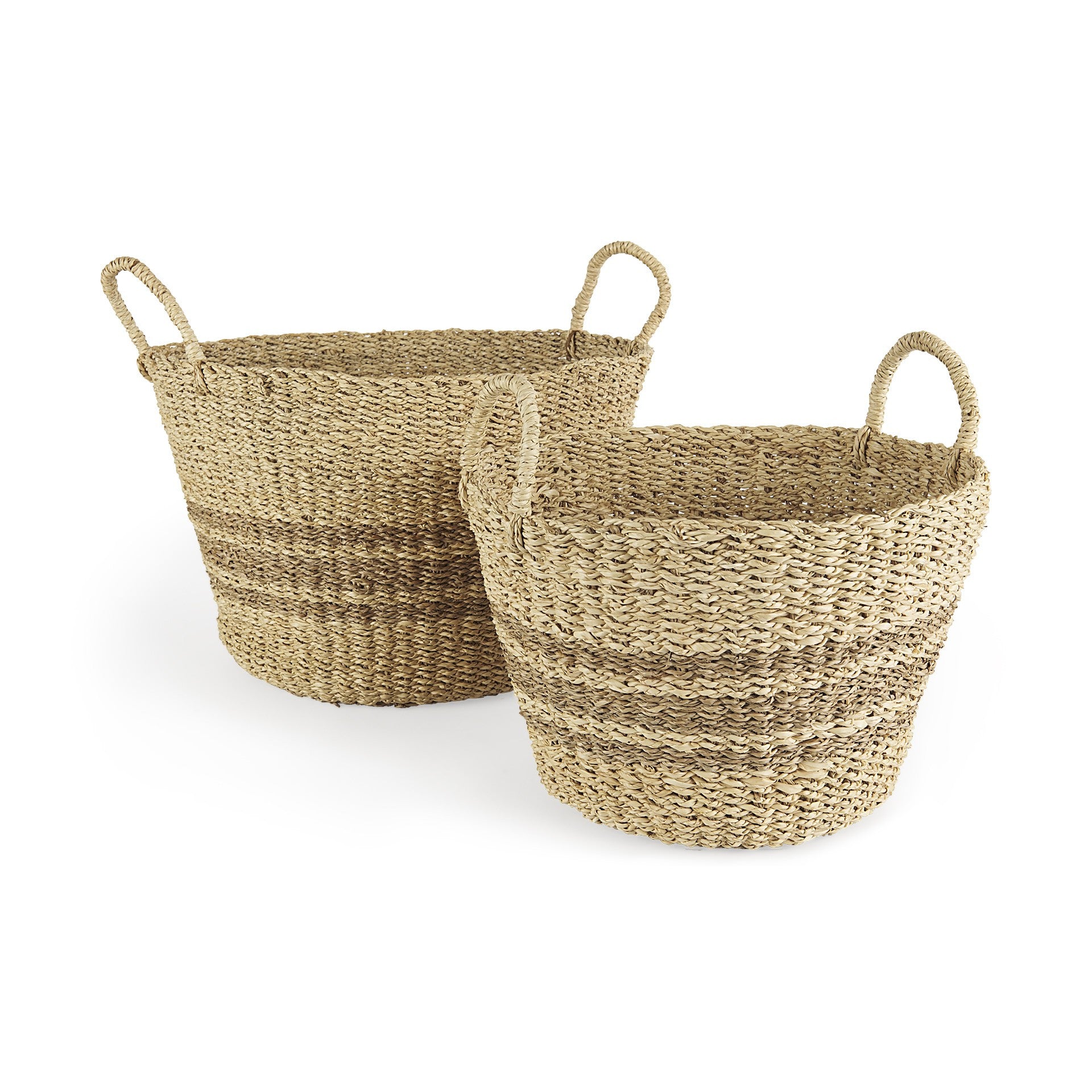 Set of Two Brown Wicker Basket-Organizers-DECOROLALA