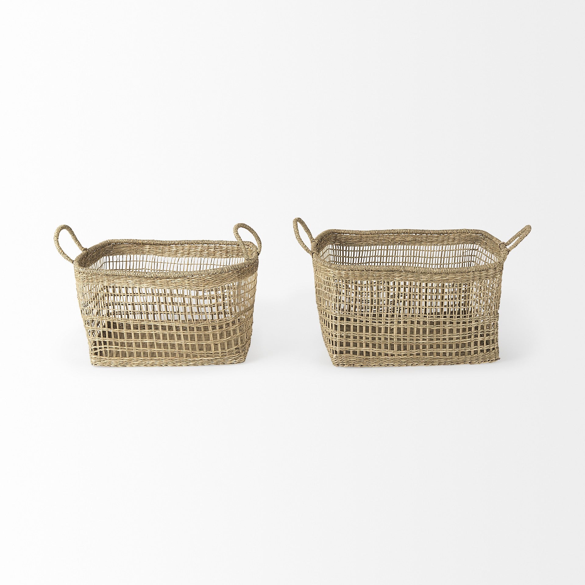 Set of Two Brown Wicker Basket-Organizers-DECOROLALA
