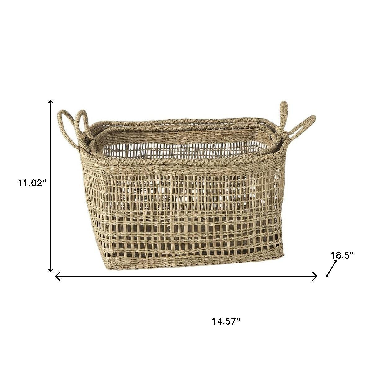 Set of Two Brown Wicker Basket-Organizers-DECOROLALA