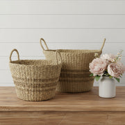 Set of Two Brown Wicker Basket-Organizers-DECOROLALA