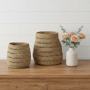 Set of Two Brown Wicker Basket-Organizers-DECOROLALA
