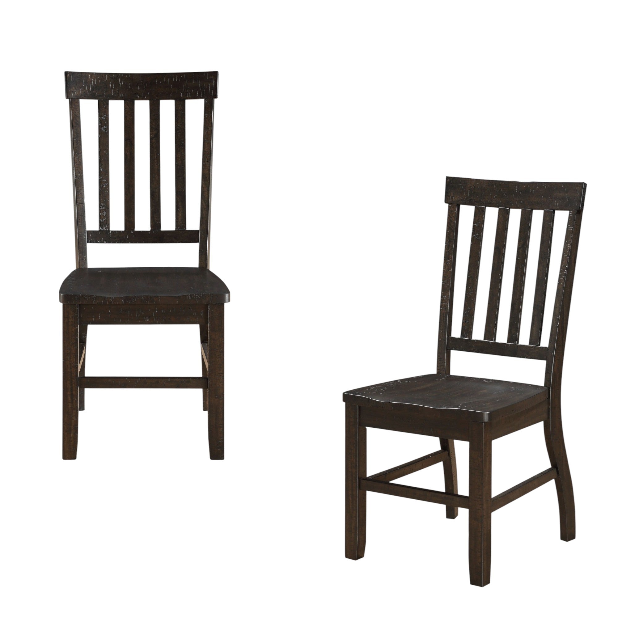 Set of Two Brown Wood Ladder Back Dining Side Chairs-Dining Chairs-DECOROLALA