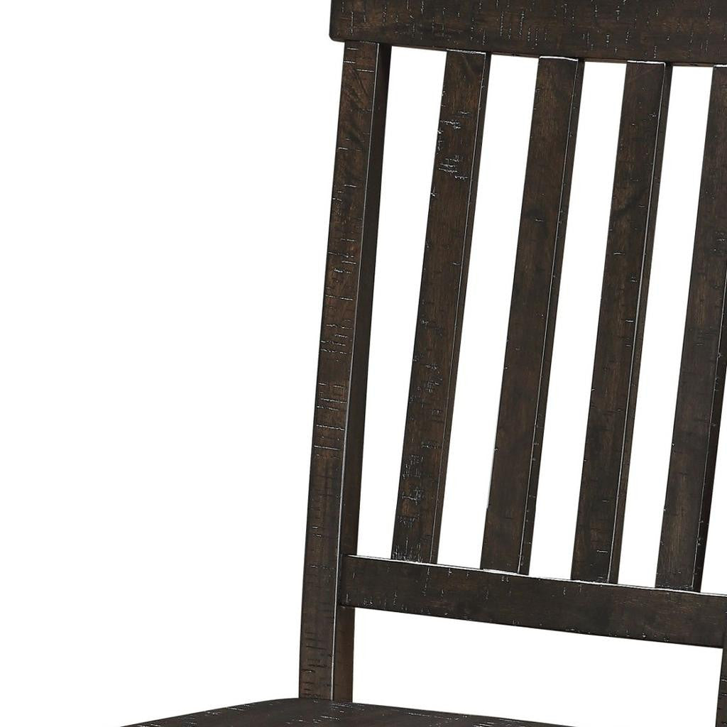 Set of Two Brown Wood Ladder Back Dining Side Chairs-Dining Chairs-DECOROLALA