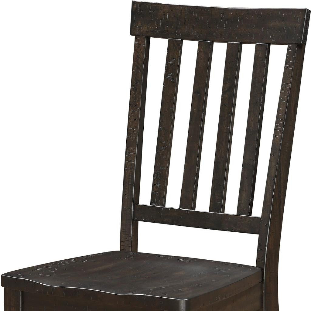 Set of Two Brown Wood Ladder Back Dining Side Chairs-Dining Chairs-DECOROLALA