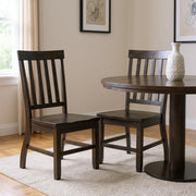 Set of Two Brown Wood Ladder Back Dining Side Chairs-Dining Chairs-DECOROLALA