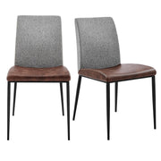 Set of Two Brown and Black Upholstered Fabric Dining Side Chairs-Dining Chairs-DECOROLALA