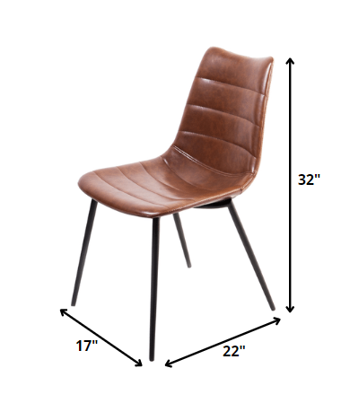 Set of Two Brown and Black Upholstered Faux Leather Dining Side Chairs-Dining Chairs-DECOROLALA