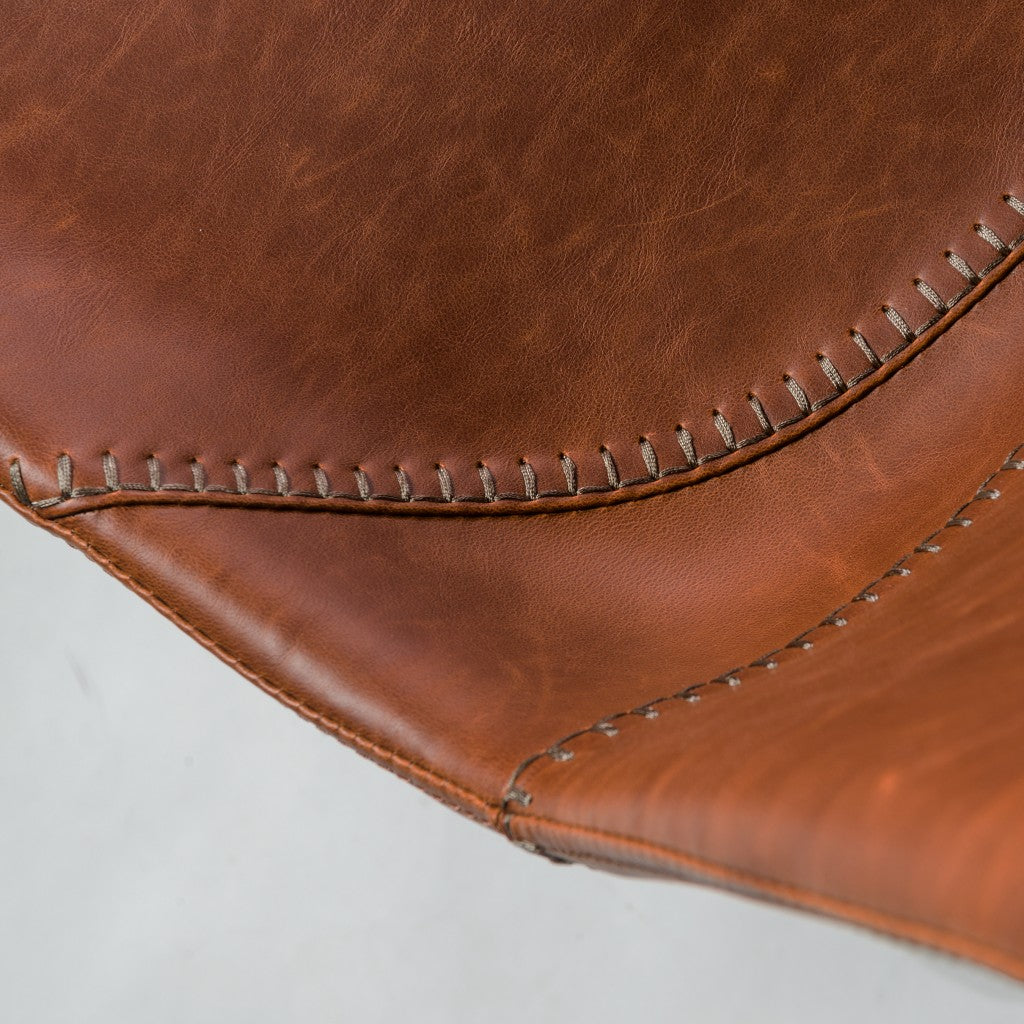 Set of Two Brown and Black Upholstered Leather Dining Side Chairs-Dining Chairs-DECOROLALA