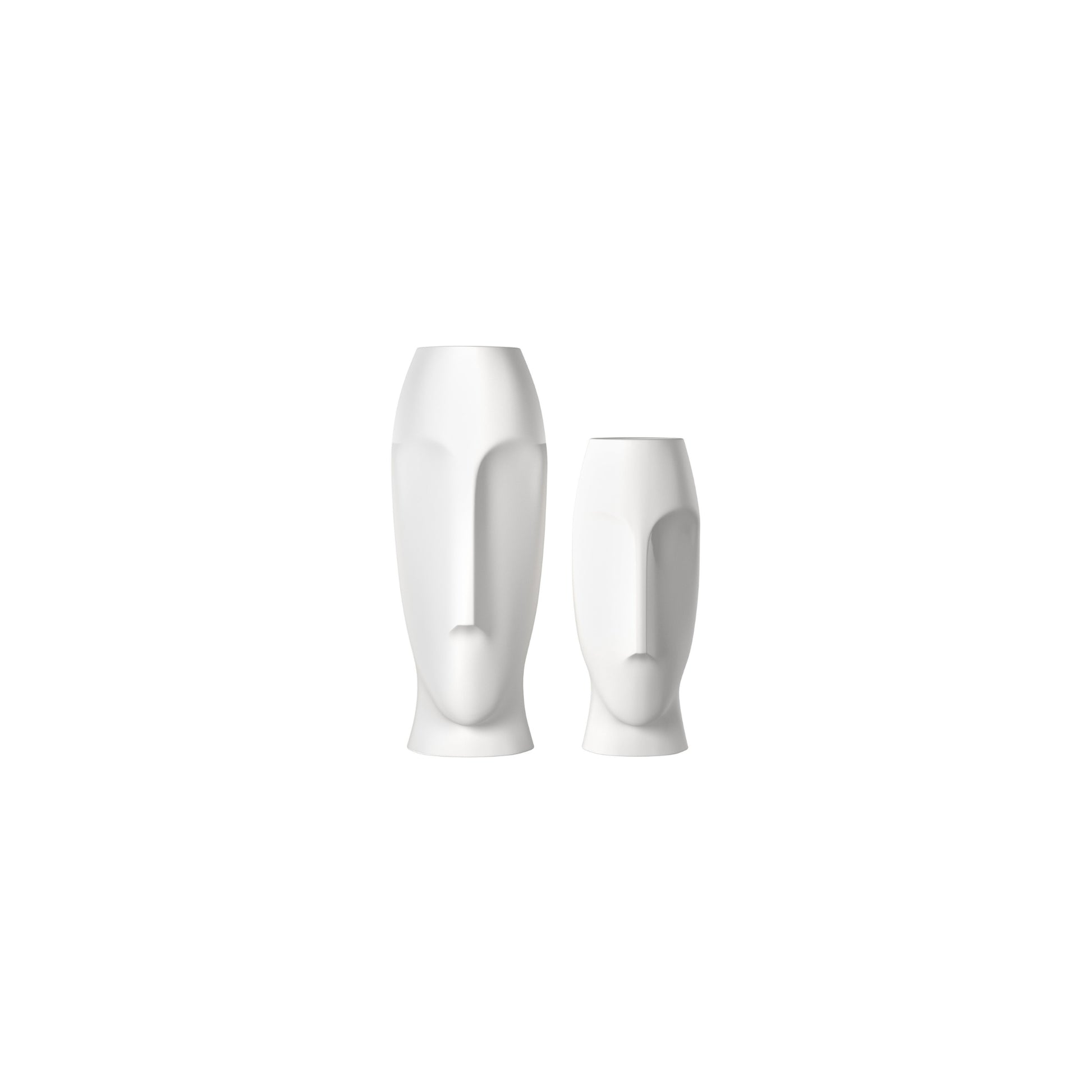 Set of Two Ceramic White Cylinder Table Vases-Vases-DECOROLALA