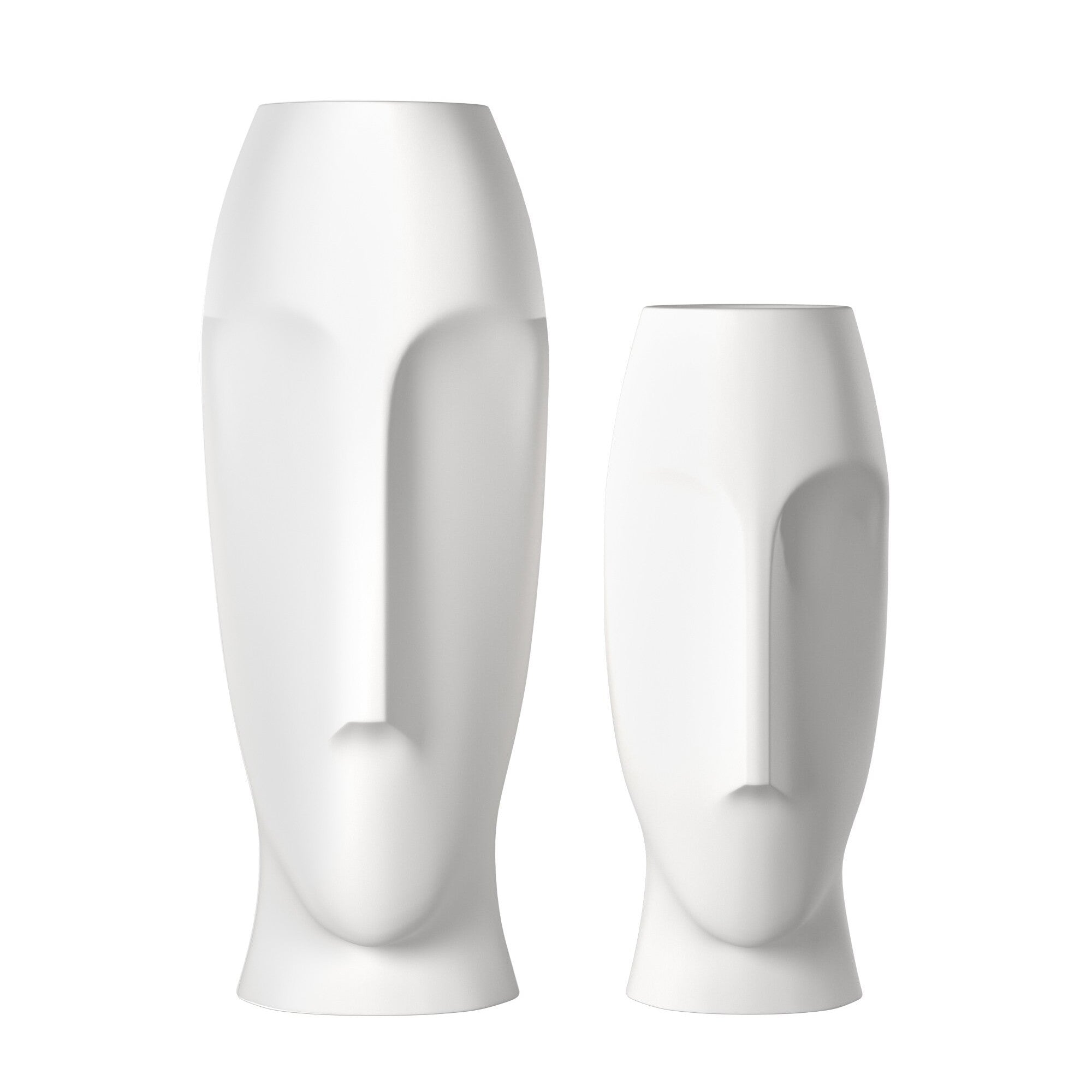 Set of Two Ceramic White Cylinder Table Vases-Vases-DECOROLALA