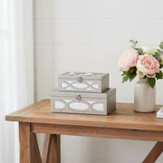 Set of Two Champagne Mirrored Glass And Wood Box With Lid-Organizers-DECOROLALA