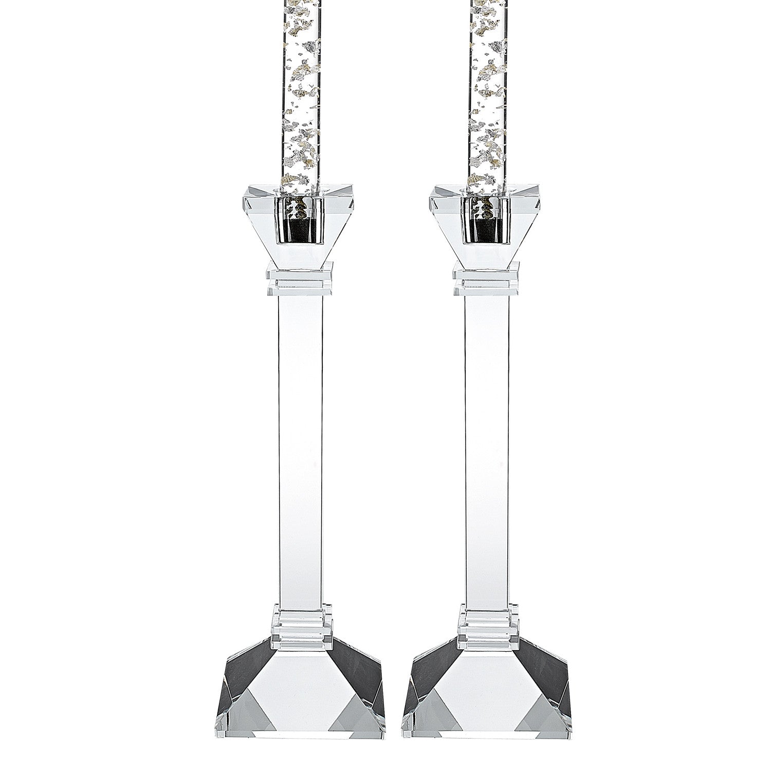 Set of Two Clear Crystal Tabletop Candle Holders-Candle Holders-DECOROLALA