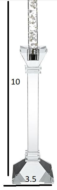 Set of Two Clear Crystal Tabletop Candle Holders-Candle Holders-DECOROLALA