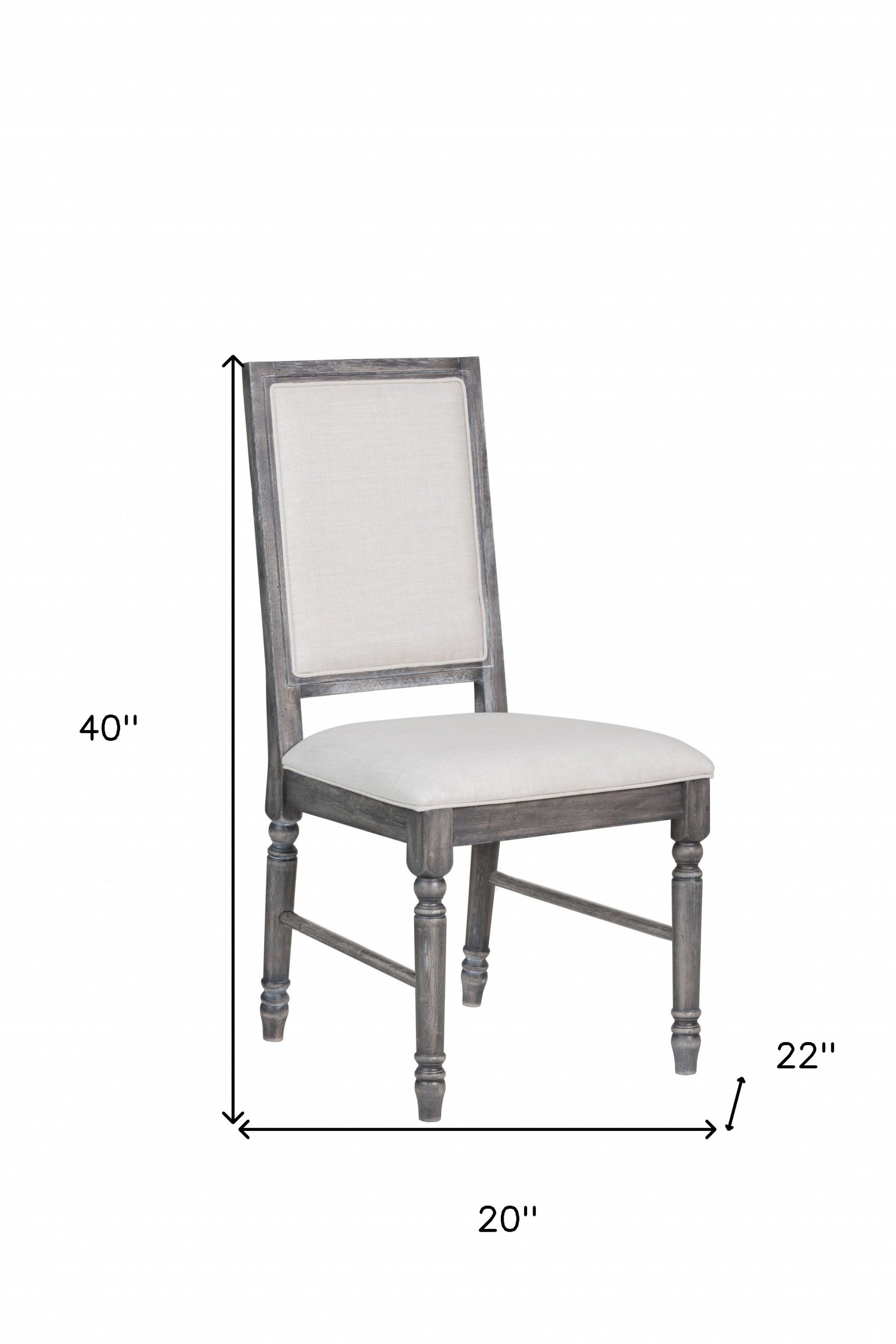 Set of Two Cream and Gray Upholstered Linen Dining Side Chairs-Dining Chairs-DECOROLALA