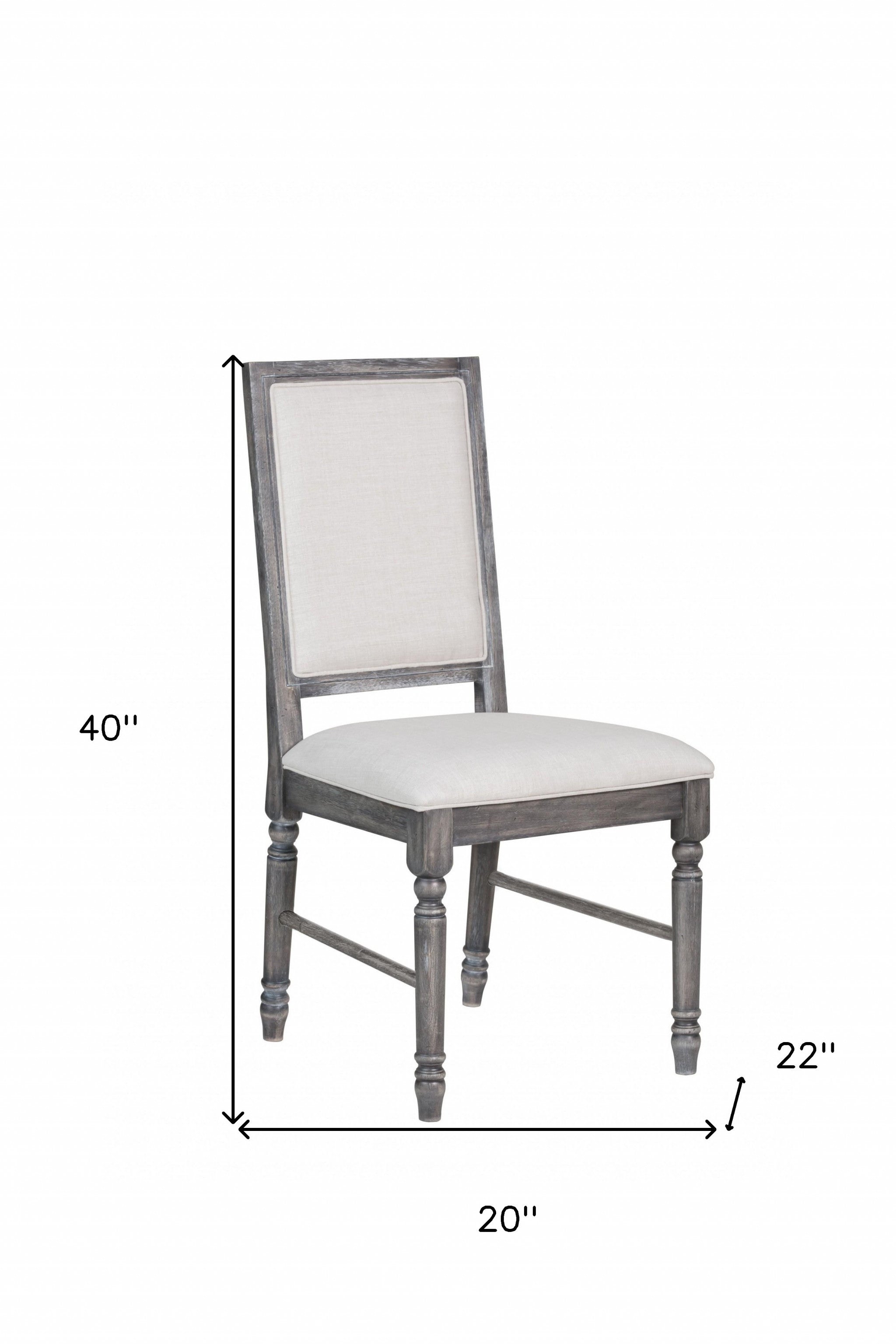 Set of Two Cream and Gray Upholstered Linen Dining Side Chairs-Dining Chairs-DECOROLALA