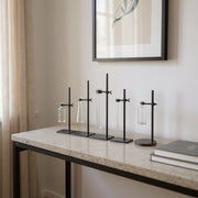 Set of Two Dark Brown Abstract Metal Cylinder Table Vases-Vases-DECOROLALA