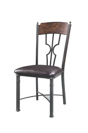 Set of Two Espresso And Bronze Upholstered Faux Leather Windsor Back Dining Side Chairs-Dining Chairs-DECOROLALA