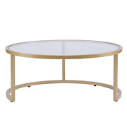 Set of Two Gold Glass Round Nested Coffee Tables-Coffee Tables-DECOROLALA
